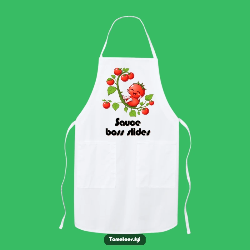 Funny Winking Tomato Apron - Kitchen Fun with Sliding Veggie Spree