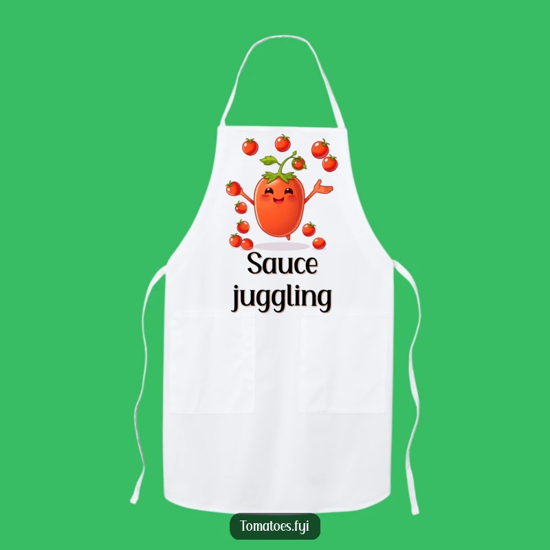 Funny Juggling Tomato Apron: Cook Up Laughs with Produce!