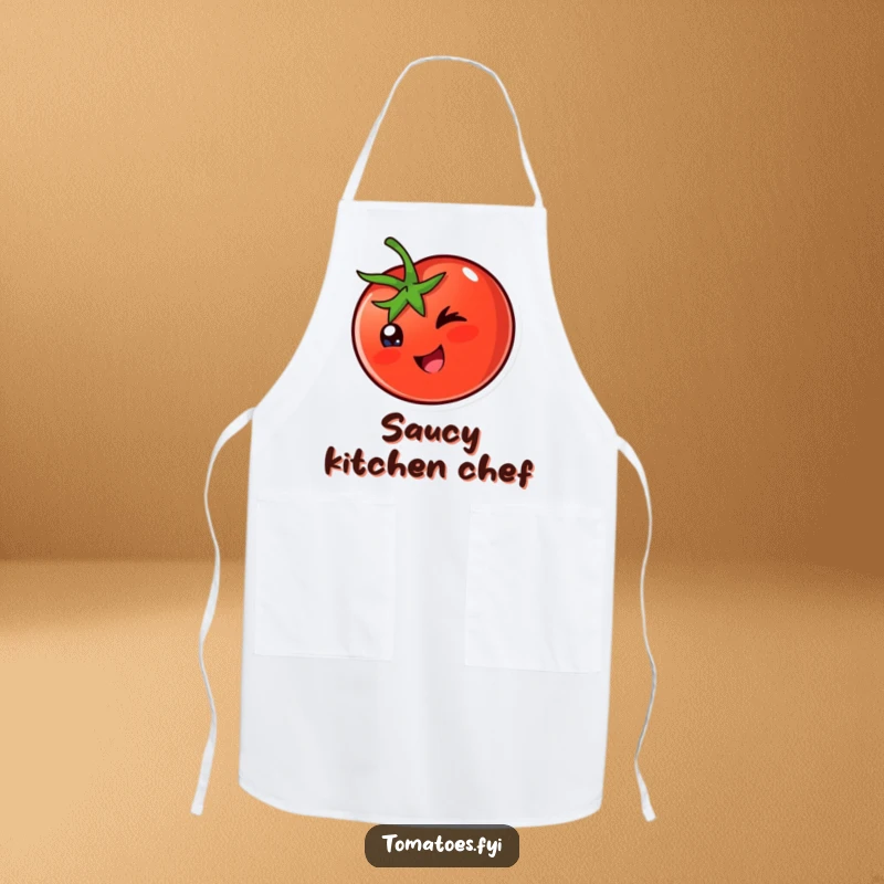 Funny Apron: A happy tomato character winks playfully, ready to add a touch of fun to your cooking.