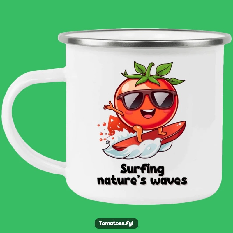 Adventure Funny Surfing Tomato Mug: Beach Camp Fun, Unique Gift