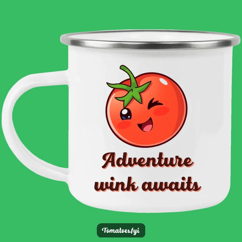 Adventure Funny Winking Tomato Camping Mug: Playful Outdoors, Fun Funny Gift
