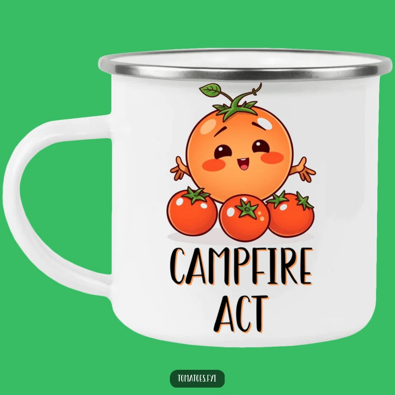 Funny Juggling Tomato Camping Mug: Vegetable Circus Campfire Gift