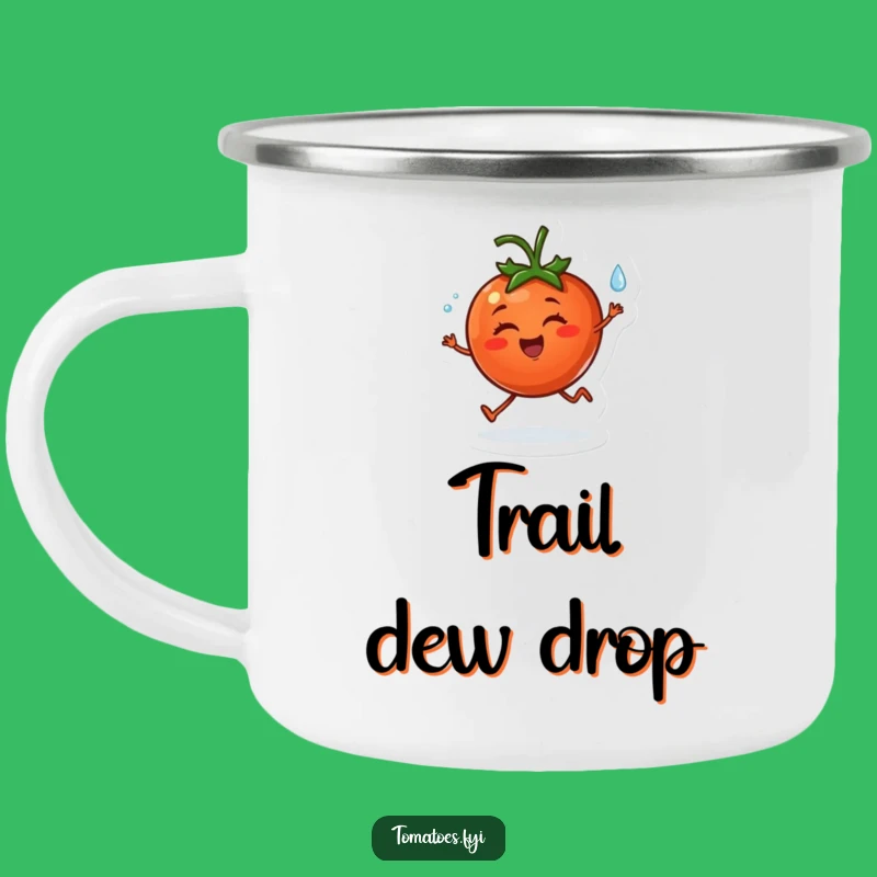 Funny Cheerful Tomato Campfire Mug - Joyful Outdoor Veggie Drinkware