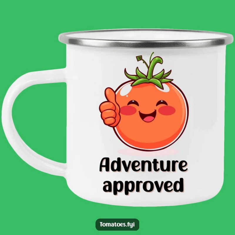 Funny Happy Tomato Camping Mug, Outdoor Positivity and a Perfect Funny Gift