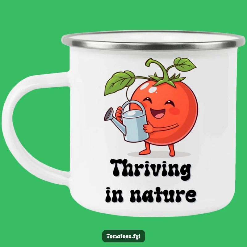 Funny Jovial Tomato Camping Mug, Outdoor Gardening and a Perfect Funny Gift