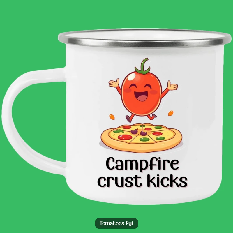 Funny Tomato Pizza Bounce Camping Mug - Cheerful & Hilarious Gift