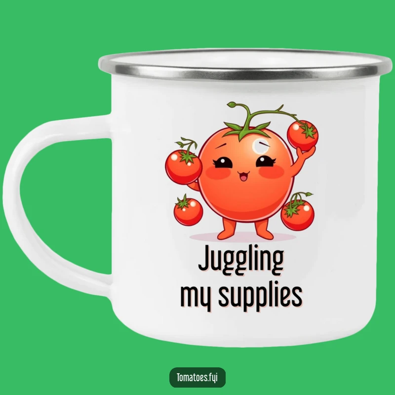 Adventure Funny Tomato Juggler Mug: Outdoor Fun & Comedy, Unique Gift