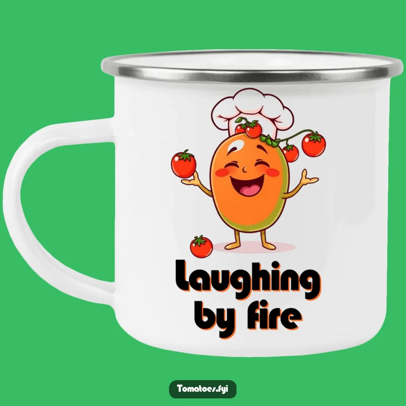 Adventure Funny Laughing Chef Tomato Camping Mug - Juggling Outdoor Gift
