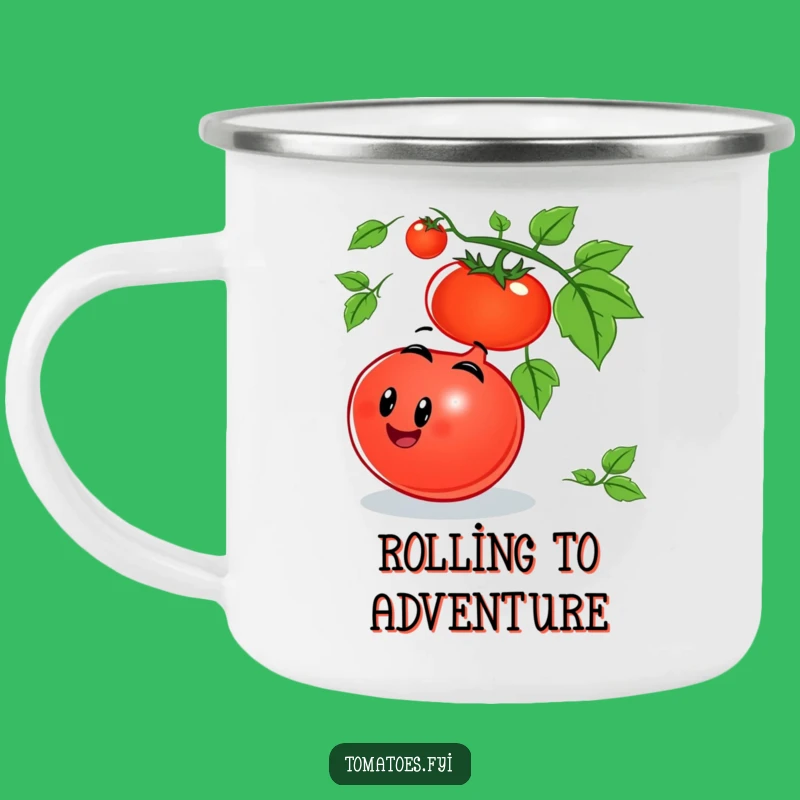 Adventure Funny Rolling Tomato Mug: Outdoor Joy, Unique Humorous Gift