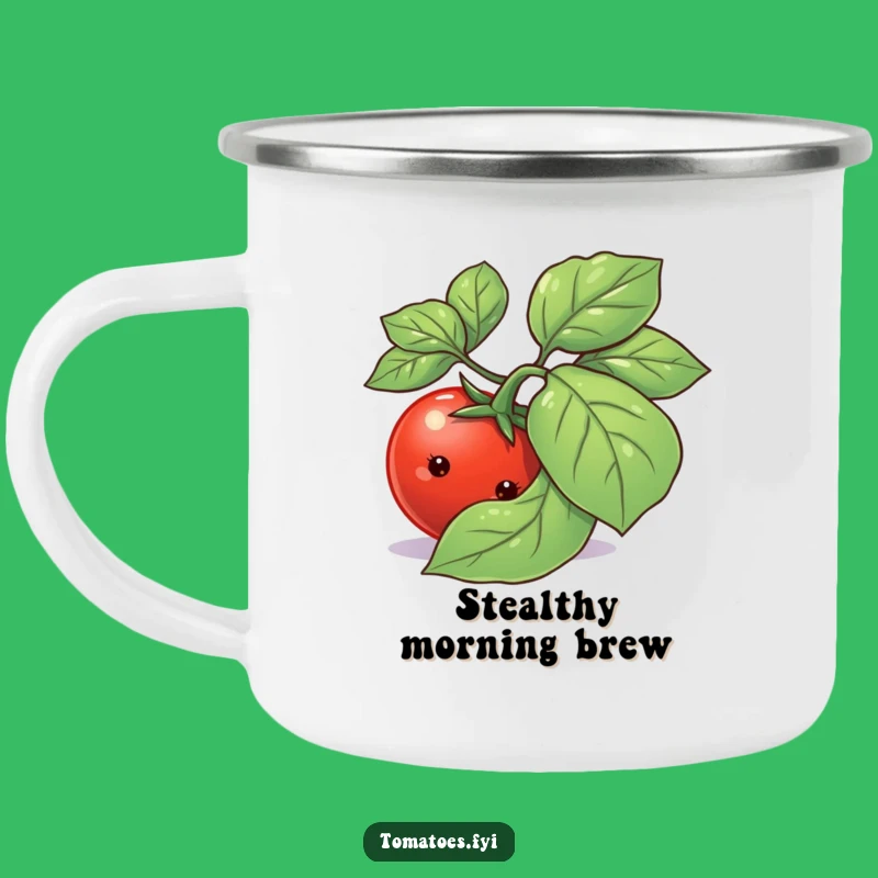 Funny Shy Tomato Camping Mug: Adorable Peek-a-Boo Campfire Coffee Gift