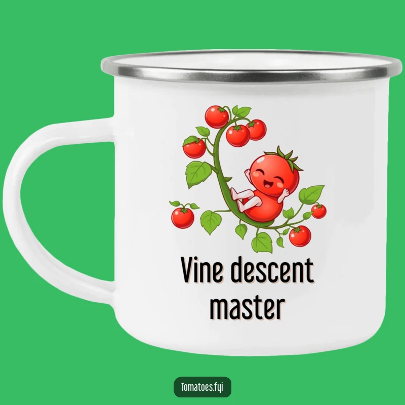 Funny Winking Tomato Camping Mug - Adventure with Sliding Veggie Joy