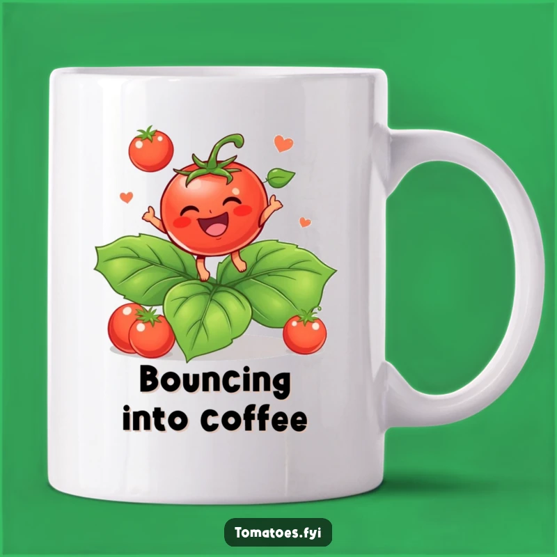 Funny Baby Tomato Mug - Bouncing Leaf Character Adorable Funny Gift Idea