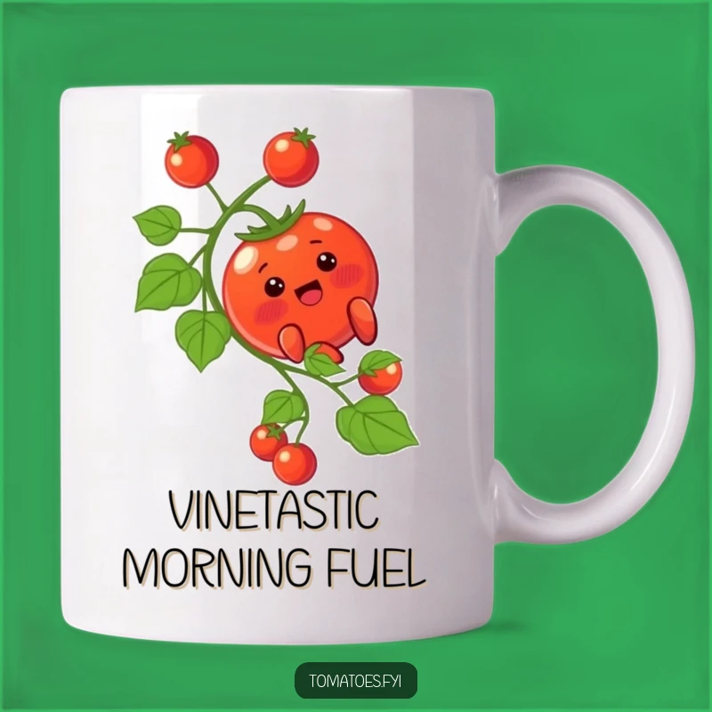 Funny Blushing Tomato Mug - Adorable Vine Sliding Character Funny Gift Idea