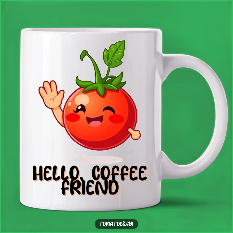 Funny Smiling Tomato Wave Mug: Friendly Greetings, Perfect Gift for a Cheerful Friend