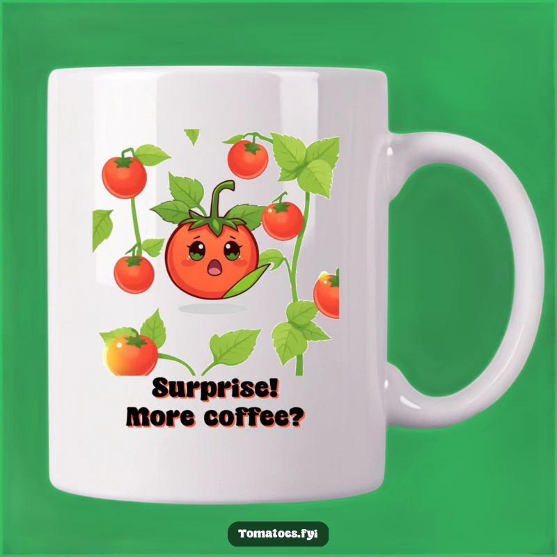 Funny Surprised Tomato Mug: Peek-a-boo surprise, perfect funny gift for kids and adults.