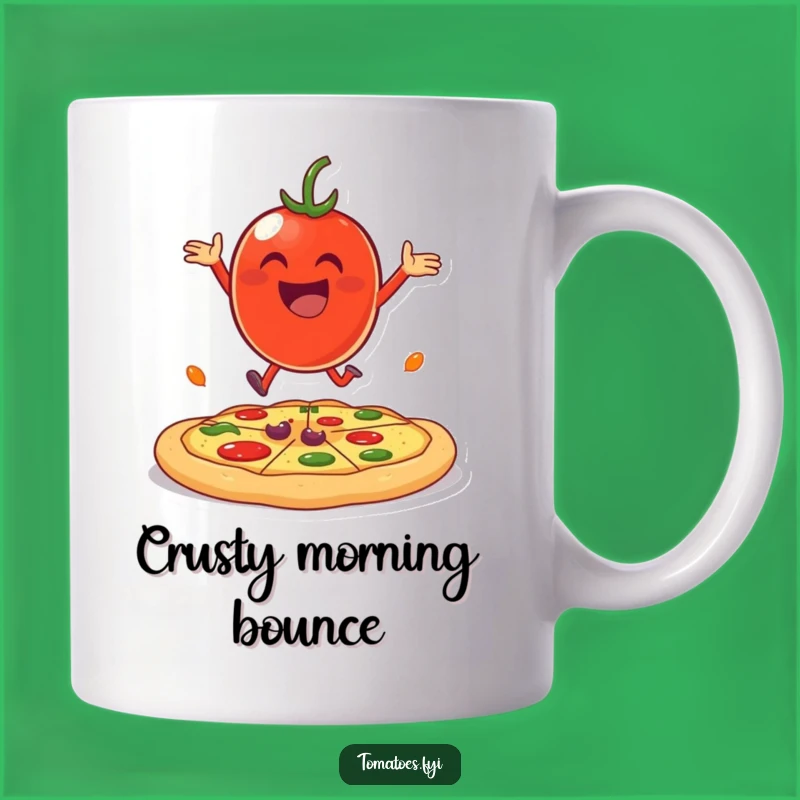 Funny Tomato Bouncing Pizza Mug - Cheerful & Hilarious Foodie Gift!