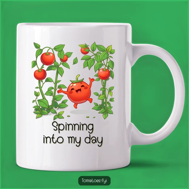 Funny Tomato Cartwheel Mug - Joyful Cartoon Character Gift