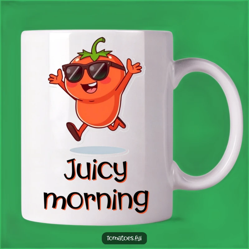Funny Tomato Jump Mug - Cool Sunglasses Veggie Art, Hilarious Gift for Foodies