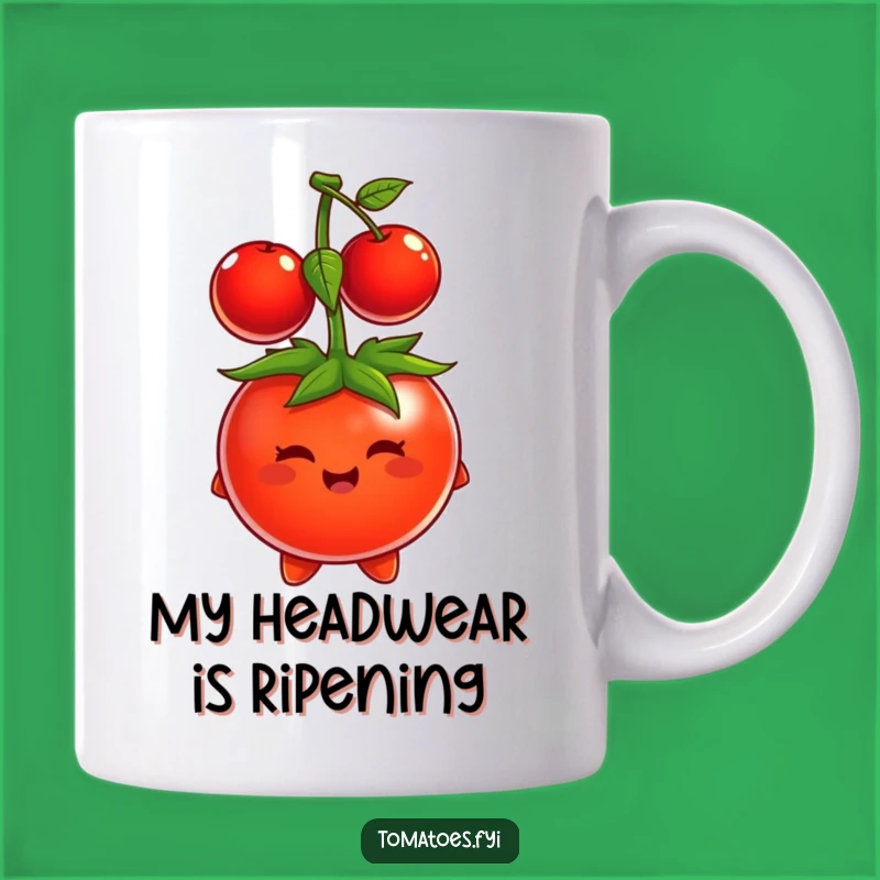 Funny Tomato Wearing Cherry Hat Mug - Hilarious Fruit-themed Gift for Veggie Lovers