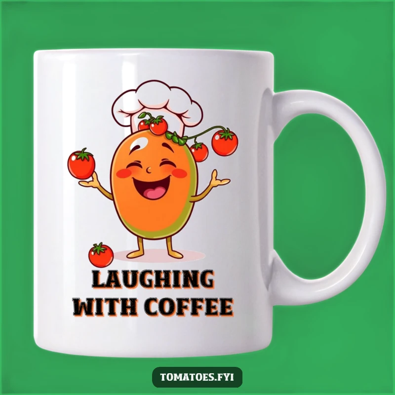 Funny Laughing Chef Tomato Mug - Juggling Veggies Gift