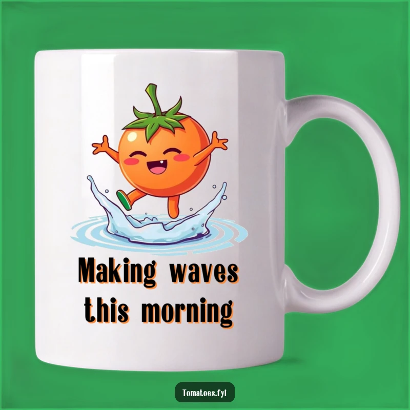 Funny Splashing Tomato Mug, Joyful Water Leap Character, Perfect Funny Gift