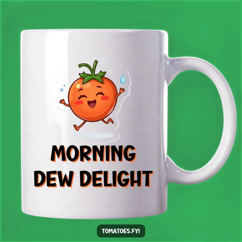 Funny Cheerful Tomato Skipping Mug - Happy Veggie Morning Gift