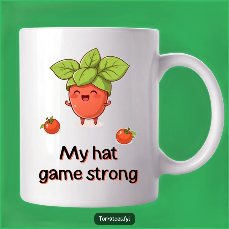 Funny Tomato Basil Hat Mug: Hilarious Tiny Character Gift for Foodies