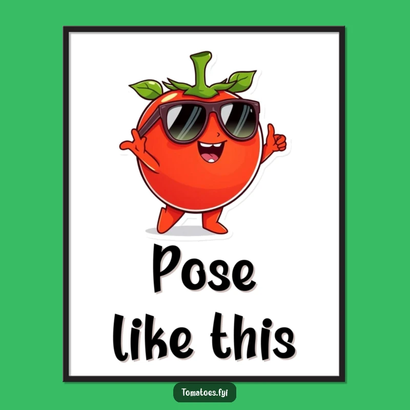 Funny Cool Tomato Digital Art - Printable Sunglasses Pose Style
