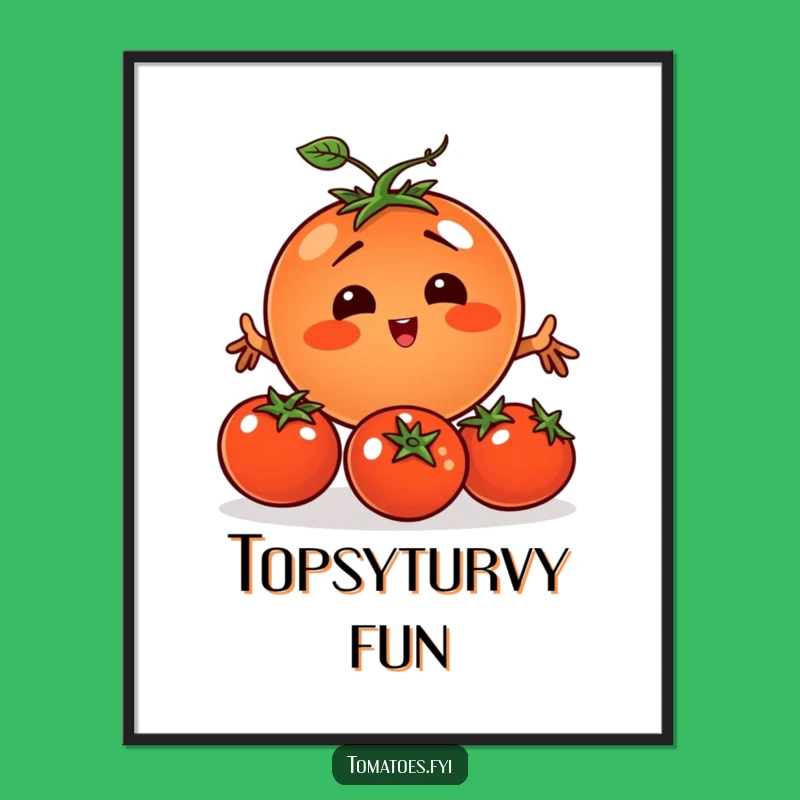 Funny Juggling Tomato Digital Art: Comical Vegetable Printable Gift