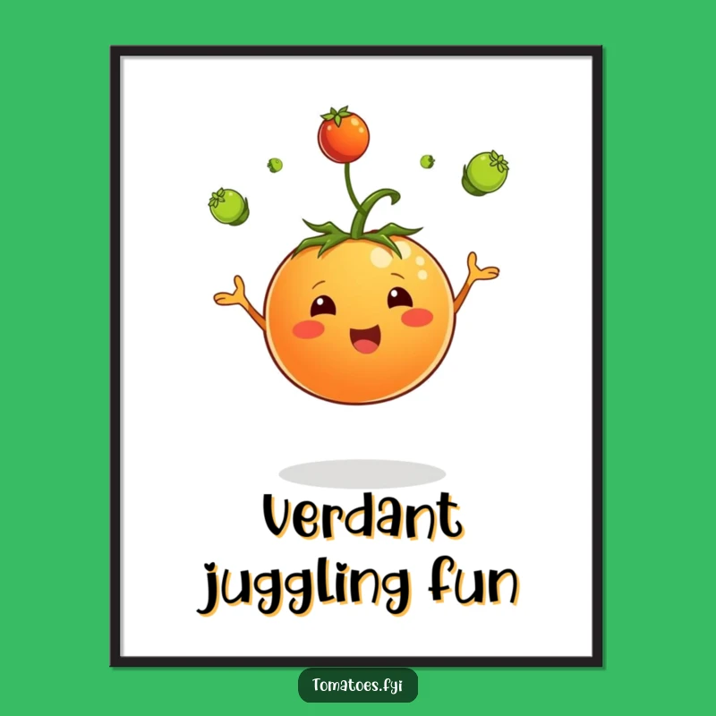 Funny Juggling Tomato Digital Art - Whimsical Garden Character Decor