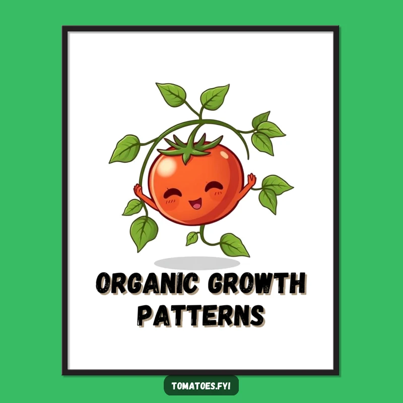 Funny Stretching Tomato Digital Art: Whimsical Decor for a Green Space