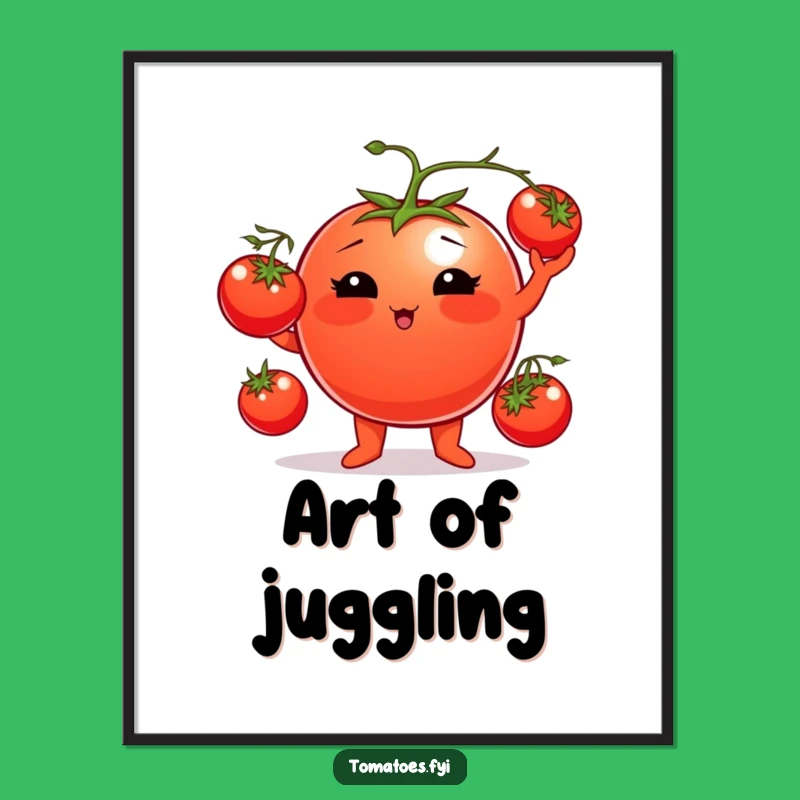 Funny Tomato Juggler Digital Art: Vibrant & Playful, Instant Humorous Gift Download