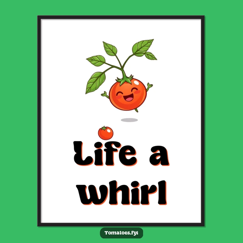 Funny Jovial Tomato Digital Art: Spinning happiness, unique funny gift for decor.