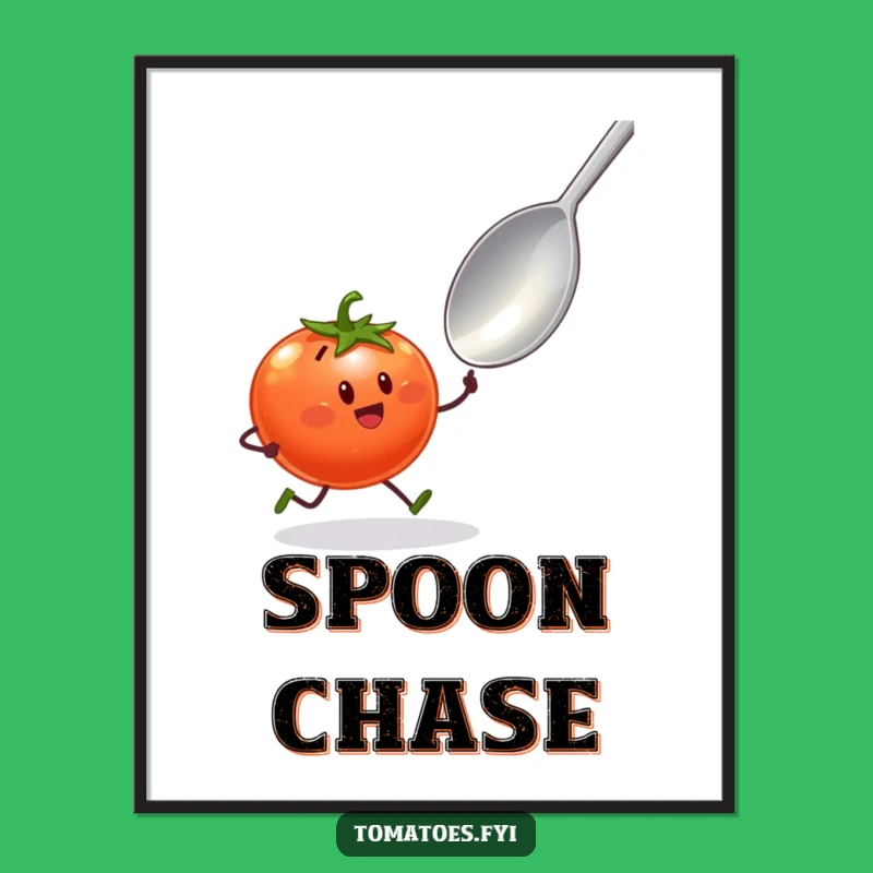Funny Tomato Sprint Digital Art: Whimsical Food Decor Print