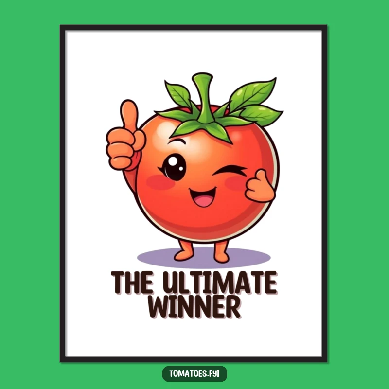 Funny Winking Tomato Thumbs Up Digital Art, Confident Veggie Graphic, Instant Funny Gift