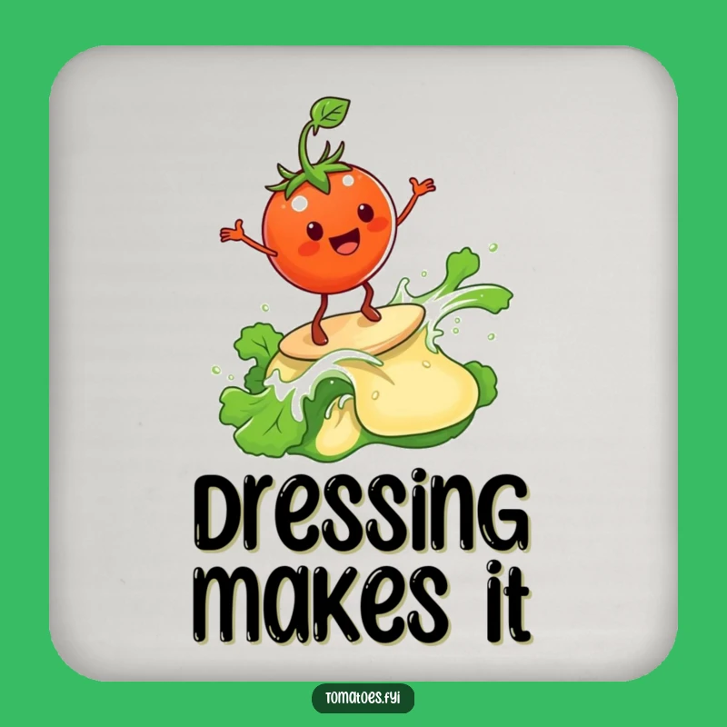 Funny Happy Tomato Coaster - Protect Surfaces Surfing Salad Dressing Funny Gift