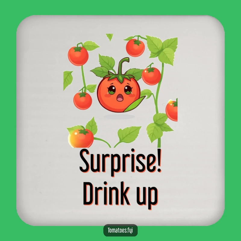 Funny Surprised Tomato Coaster: Surprise drinks, superb funny gift for hosts.