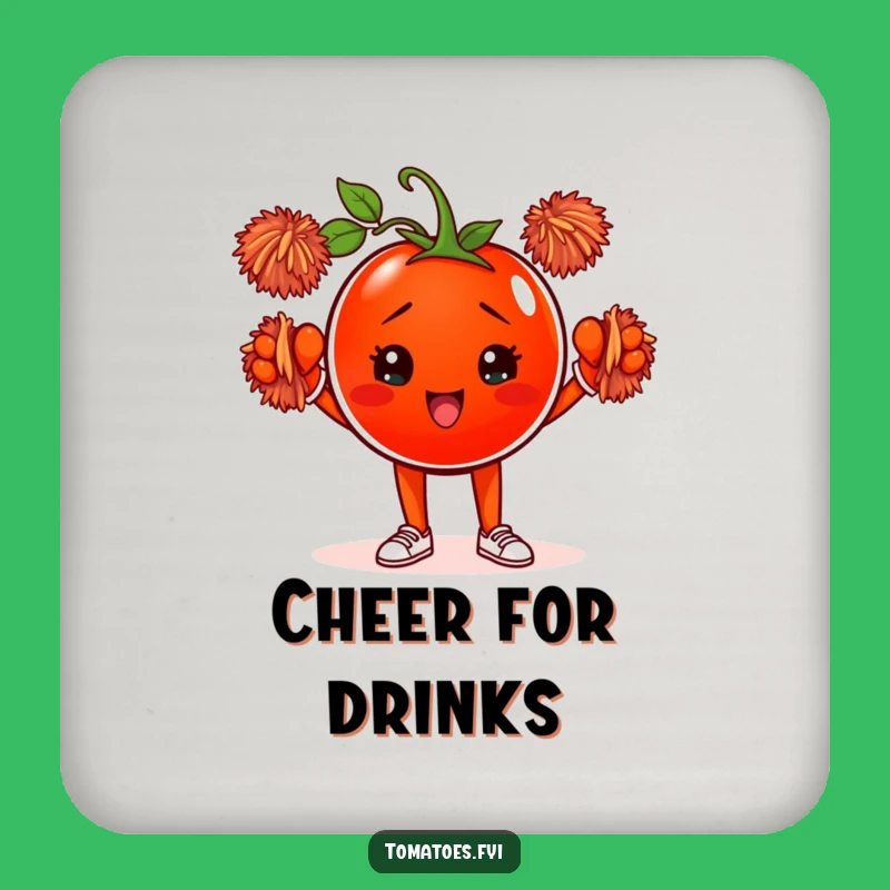 Funny Tomato Cheerleader Coaster Set: Protect Surfaces with Spirit