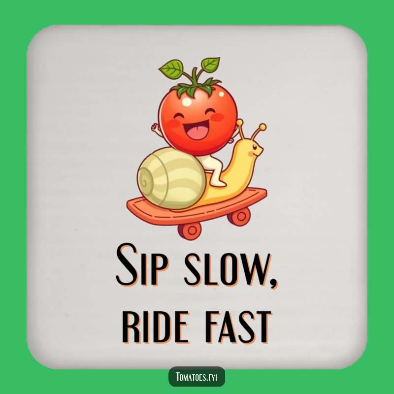 Funny Tomato Snail Rollercoaster Drink Coaster: Protect Surfaces with Humor
