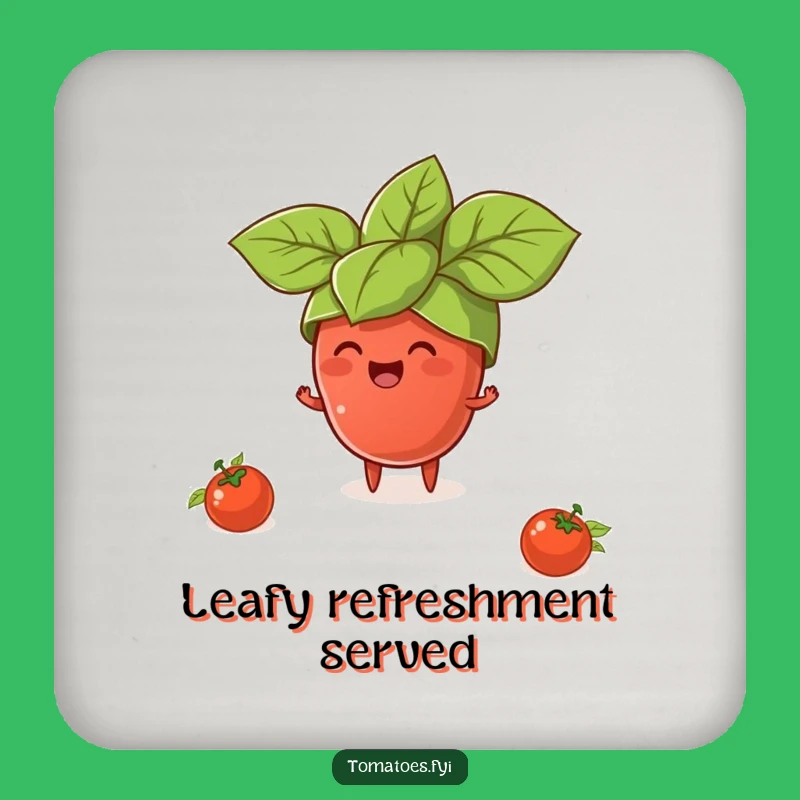 Funny Tomato Basil Coaster Set: Protect Surfaces with Tiny Foodie Humor