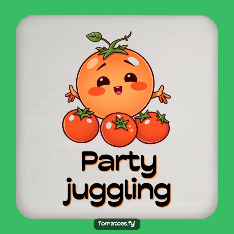 Funny Juggling Tomato Drink Coaster: Comical Vegetable Table Protector Gift