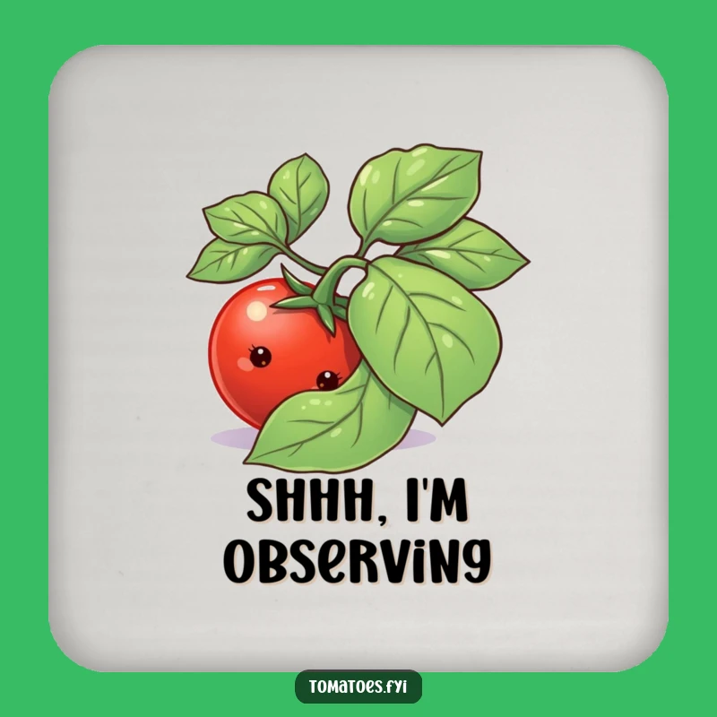 Funny Shy Tomato Drink Coaster: Cute Peek-a-Boo Veggie Table Protector Gift