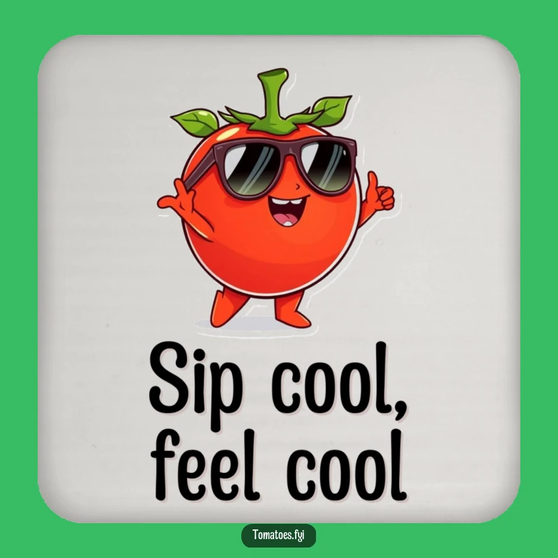 Funny Cool Tomato Coaster - Protect Surfaces with Sunglasses Style
