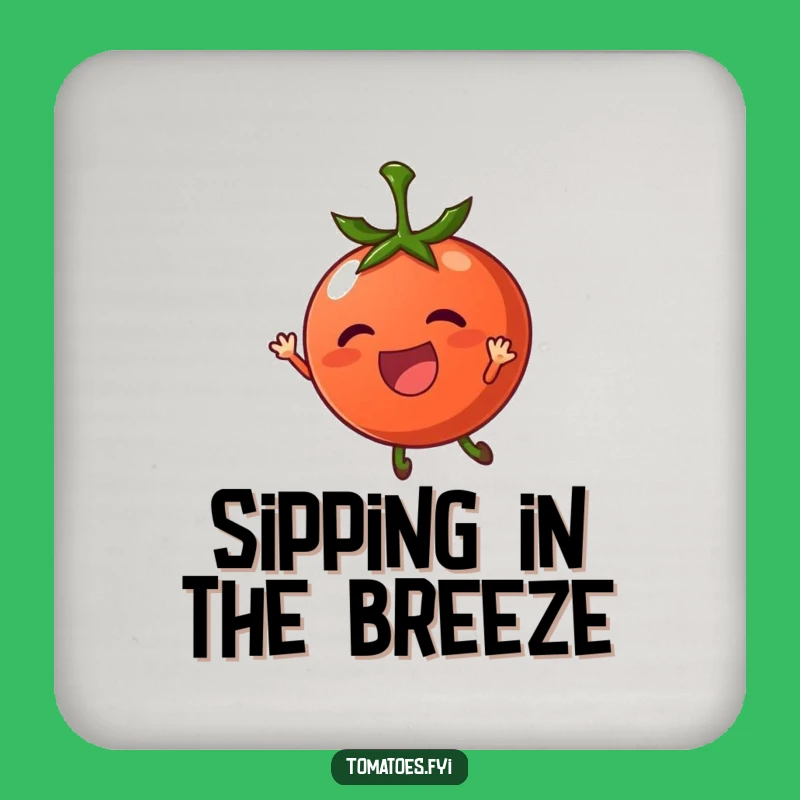 Funny Breezy Tomato Coasters - Protect Surfaces with Calm