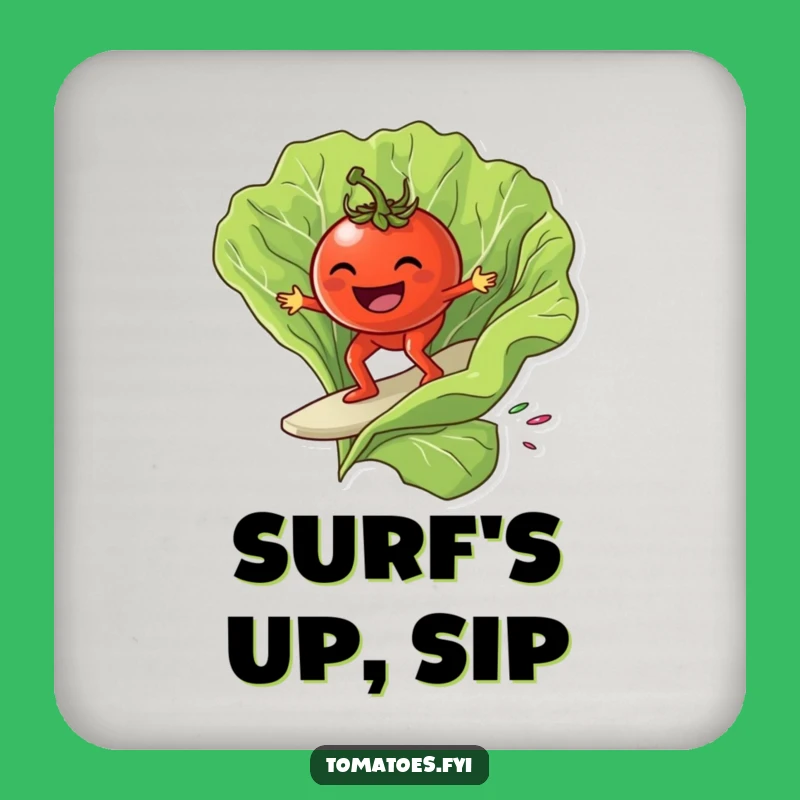 Funny Tomato Surf Coaster - Protect Surfaces with Grinning Rider