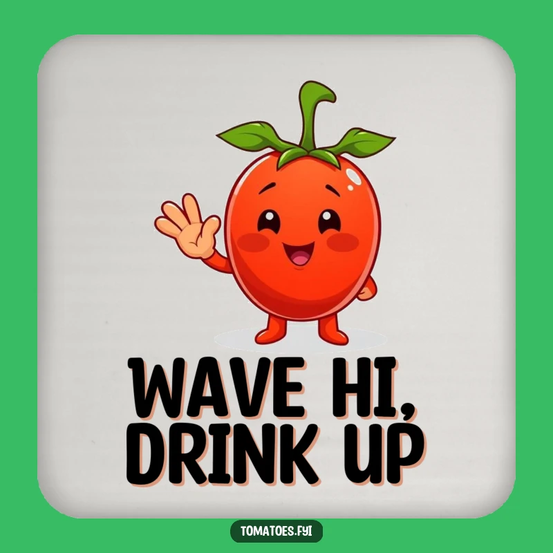 Funny Tomato Coaster: Cheerful Wave, Protect Surfaces with Humor!