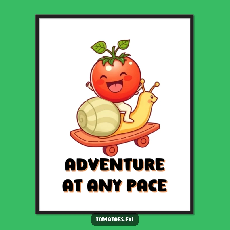 Funny Tomato Snail Rollercoaster Poster: Hilarious Wall Art Gift