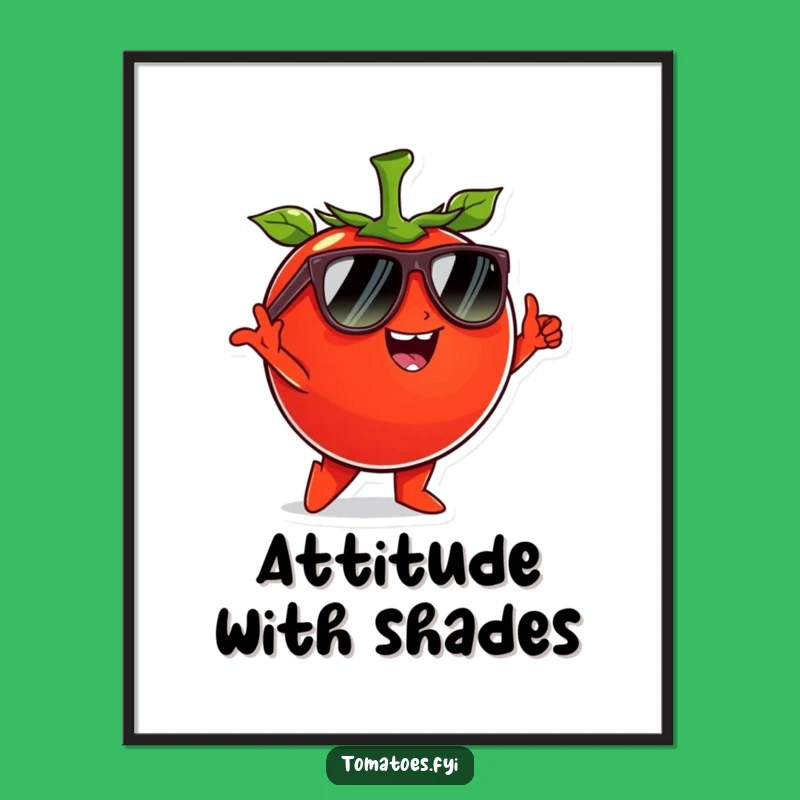 Funny Cool Tomato Poster - Sunglasses Pose Art for Walls