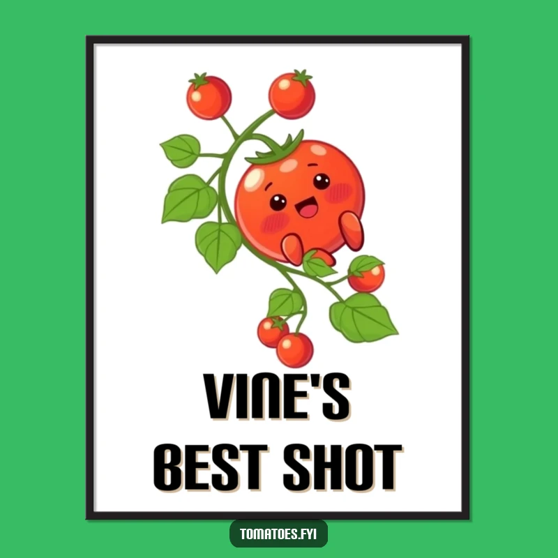Funny Blushing Tomato Poster - Whimsical Vine Sliding Art Print Funny Gift Decor