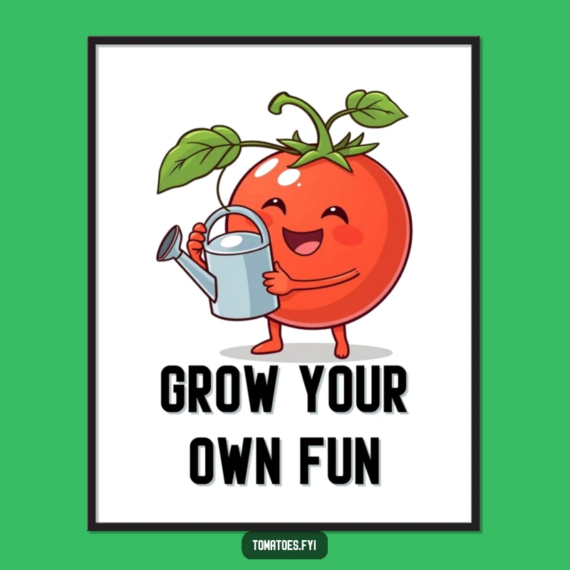 Funny Jovial Tomato Poster, Whimsical Garden Art and a Perfect Funny Gift